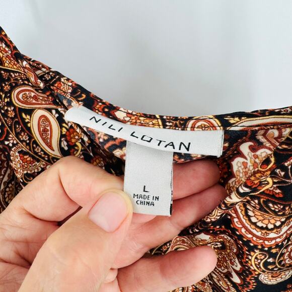 Nili Lotan x Target Brown Paisley Slip Midi Dress Women’s Size Large - Picture 4 of 11